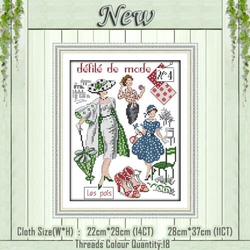 Fashion models girl painting counted printed on the canvas DMC 11CT 14CT kits DIY chinese Cross Stitch embroider needlework Sets