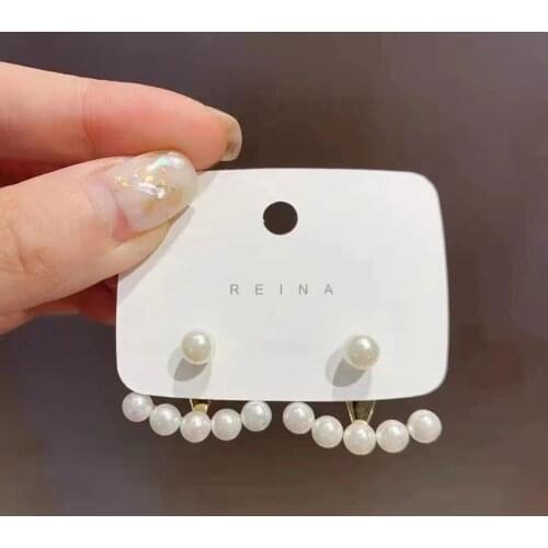 Fashion simple ins style baroque pearl retro personality ladies jewelry back hanging earrings elegant Korean Trend jewelry