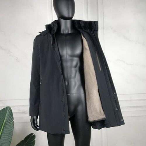 Men Parkas Real Mink Fur Liner Coat Winter Warm Fashion Fur Jacket Plus Size Custom High Quality Outwear 2021 New Arrival