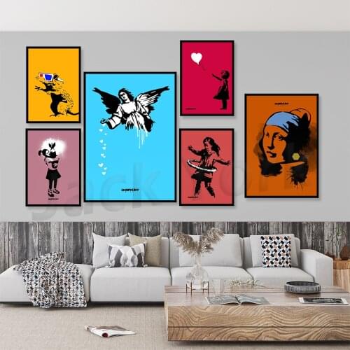 Banks Street Art "Banksy Boy Meets Girl" Poster and Print Graffiti Canvas Painting for A Home Decor Wall Art Photo
