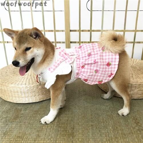 Summer Dog Clothes Pet Costumes Big Medium Dog Dress Pink for Pets Paid Skirts Shiba Inu Corgi Teddy Schnauzer Husky Pet Clothes