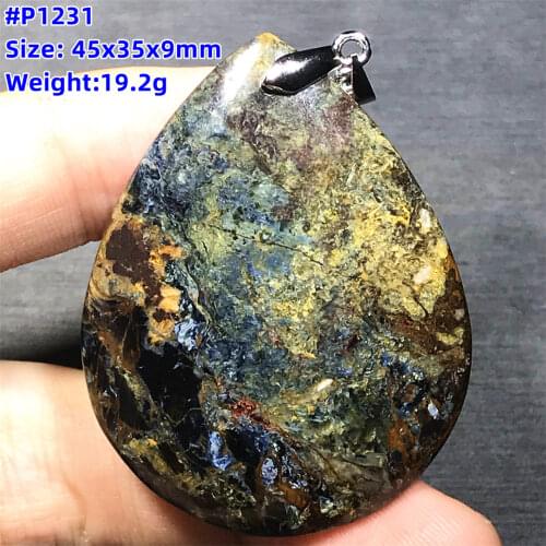Top Natural Blue Pietersite Necklace Pendant For Woman Man Crystal 37x25x7mm Rectangle Beads Namibia Energy Stone Jewelry AAAAA