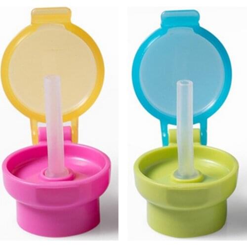 Portable Spill Proof Juice Soda Water Bottle Twist Cover Cap With straw Safe Drink Straw Sippy Cap Feeding for Kids