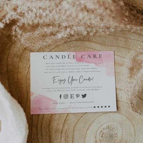 Simple Care Card Package Insert, Modern Business Care Instructions, Candle Care Card, Clothing