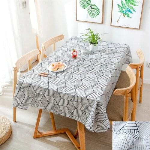 Rectangular tablecloths White Black Print Geometry Cotton Linen Table Cover For Kitchen Dining Table Furniture Nappe De Table