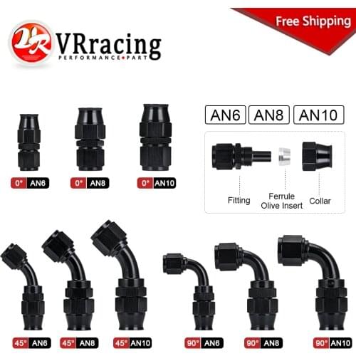 PTEF AN6 8 10 Straight 45 90 Degree Oil Fuel Reusable Swivel Hose End Fitting For Stainless Steel Braided hose Black Red Blue