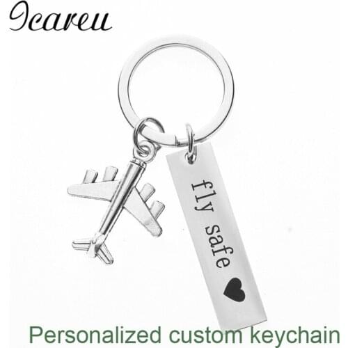 Aircraft Charm Customize Couples Keychain Boyfriend Girlfriend Keyring Women Men Keychain Fly Safe