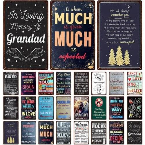 Family Wall Plaque Decor Vintage Tin Sign Family Rules Metal Painting Retro Wall Art Metal Plates for Home Man Cave Decor