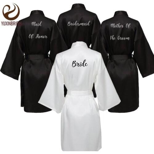 Robe silk New Black Satin Silk bride robe Wedding Robe Bridesmaid Bride Dressing Gown bridesmaid robes