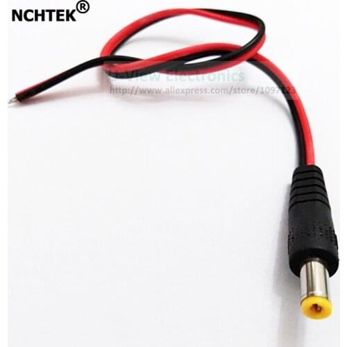 NCHTEK Yellow Tips DC 5.5x2.1mm Male Plug Power Cord/Pigtail Connector Cable For CCTV Cameras About 30CM/Free Shipping/30PCS