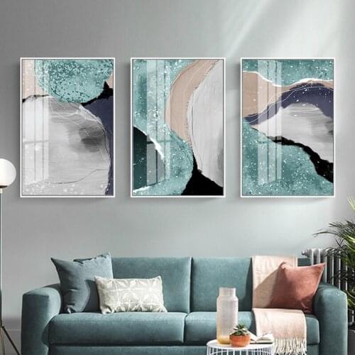 Nordic Green Gray Black Fluid Art Marble Texture Abstract Wall Art Canvas Poster Print For Modern Home Living Room Decoration