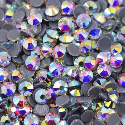 AAAAA SS 6 12 16 20 30 Crystal AB Glass Hotfix Rhinestones Hot Fix Iron On Clear Crystals Stones Flatback Strass For Clothes