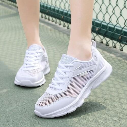 Low-top Lace-up Mesh Viscose Shoes Everyday Round Toe Small White Shoes Lightweight Comfortable Sports Shoes Summer