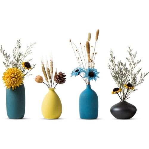 Nordic Style Ins Jingdezhen Ceramic Vase Flower Arrangement Dried Flower Simple Creative Hydroponic Flower Device Living Room MJ