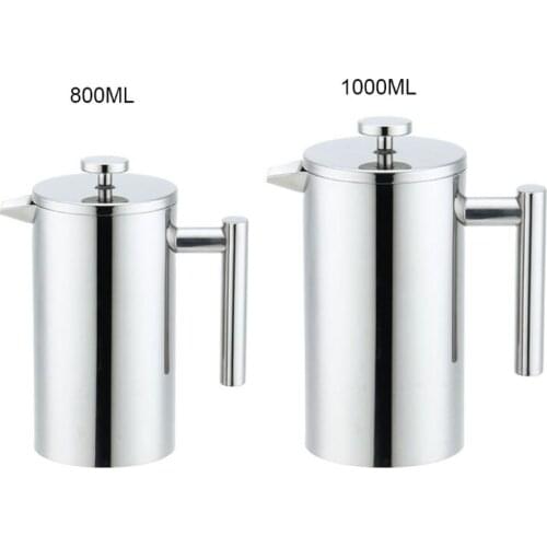 Stainless Steel French Press Coffee Maker Double Wall Insulated Coffee and Tea Brewer Pot and Maker Keeps Coffee Tea Hot