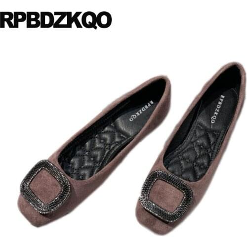 Ladies slip on spring autumn suede china black chinese square toe casual shallow pink designer shoes women luxury 2019 flats