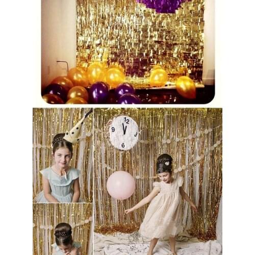 1Mx3M SHIMMERING Gold silver Metallic Door Curtains Room Decoration Party String Shiny door Stage wedding backdrop Background