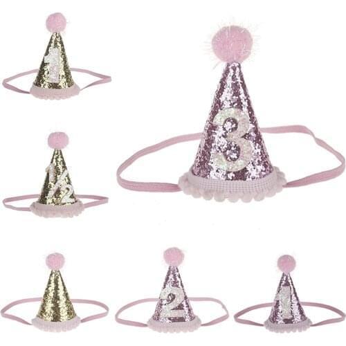 1pc 1/2/3 Birthday Party Hats Kids Birthday Party Decoration Headband Crown Princess Prince Crown Headdress Baby Shower