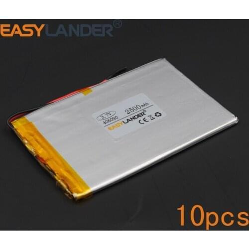 10pcs/Lot 3.7V 2500mAh 406090 Polymer Li-ion Battery For Bluetooth Notebook Tablet PC iPAQ E-Book Power Bank PDA Portable DVD