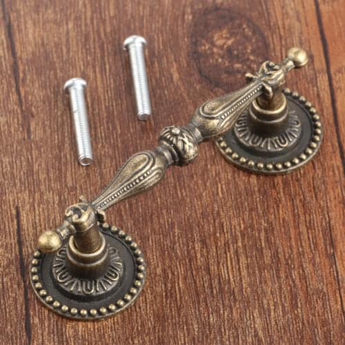 2pcs/ Antieke Bronzen Handvat Vintage Pull Messing Knop 86Mm * 24Mm Europa Stijl Kant Kast Lade Keuken Decor Meubels hardware