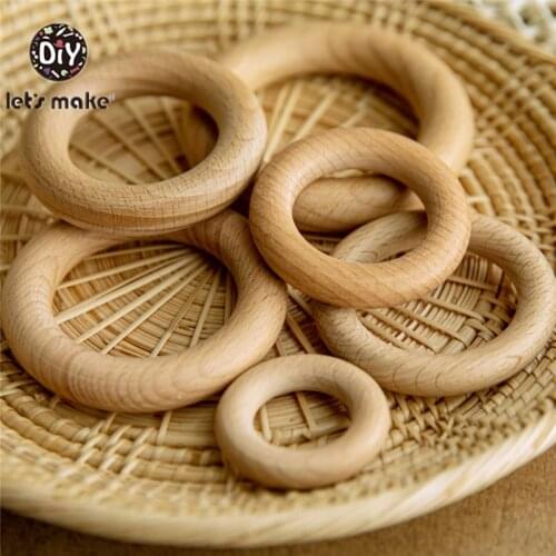 Lets Make Baby Teether 5pc Maple/Beech Wood Rring Food Grade Wooden Teether Baby Products DIY Crafts Teething Toys Baby Product