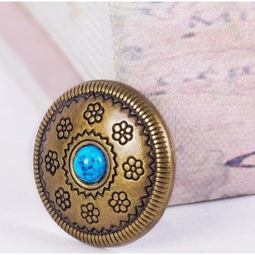 5pc Cute Flower Rope Side Turquoise DIY Hand craft Handband Bag Copper Button screwback for saddles belt decor leather working