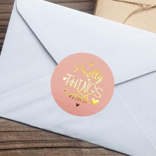 500pcs Pretty Things Inside Sticker Gold Foil Seal Label Scrapbooking Decoration U2JC