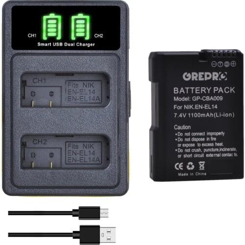 1100mAh EN-EL14A EN-EL14 Battery + Dual Charger for Nikon D5600 D5300 D3300 D5200 D3200 D5100 D3500 D5500 P7800 P8000 Camera