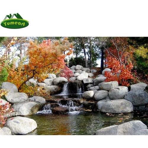 Needlework Diamond Embroidery Cross Stitch River Stone DIY 5D Diamond Mosaic Maple Tree Full Square Diamond Painting Landscape