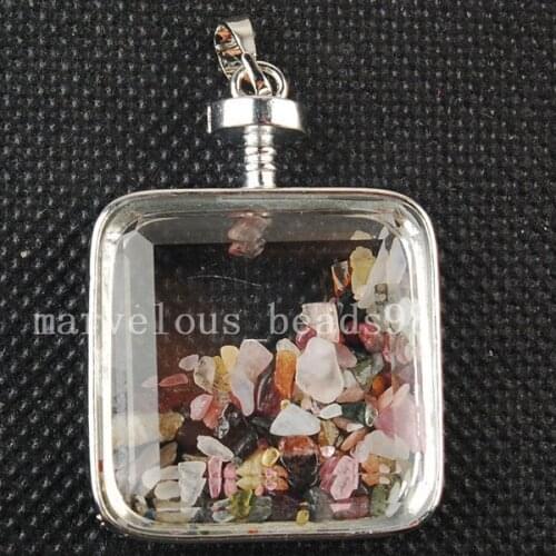 Free shipping Fashion Jewelry Multicolor Natural Tourmaline Wishing Bottle Pendant Bead MC3199