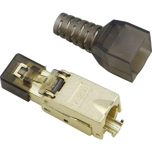 Cat8 Cat.6A Cat7 RJ45 Plug Shielded Die-Cast Metal Easy Field Termination Ethernet Adapter Patch Panel Connector