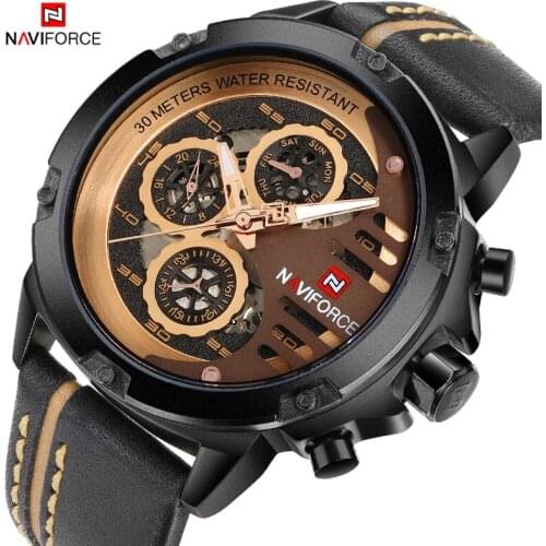 The New NAVIFORCE Top Luxury Brand Watches for Men Military Sport Man Watch Leather Waterproof Date Male Clock Relogio Masculino