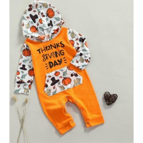Baby Halloween Jumpsuit, Cartoon Print Hooded Long Sleeves Romper for Toddler Girls, Boys, 0-24 Months