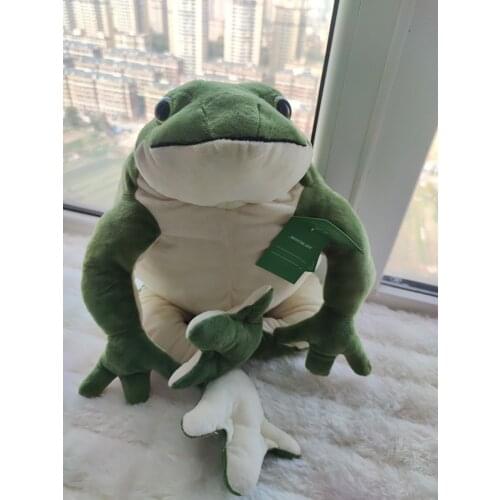 Dorimytrader New Funny Simulation Animal Frog Plush Toy Big Stuffed Cartoon Green Frog Doll Pillow Baby Gift 24inch 60cm DY61558