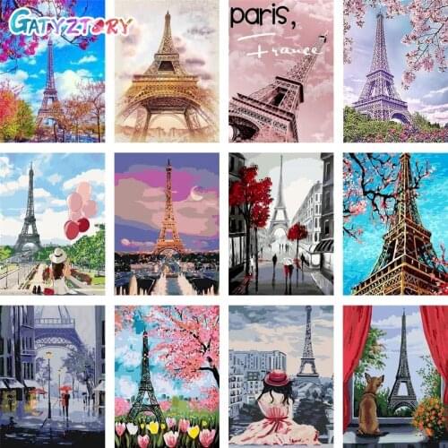 GATYZTORY DIY Painting By Numbers Towel HandPainted Oil Painting Landscape Drawing On Canvas Kill Time Home Decoration Unique Gi