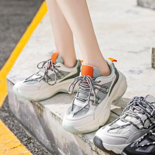 INS Chunky Womens Sneakers Luxury Sports Running Female Shoes Mesh Breathable Summer Zapatillas High Quality Zapatos Mujer 2021