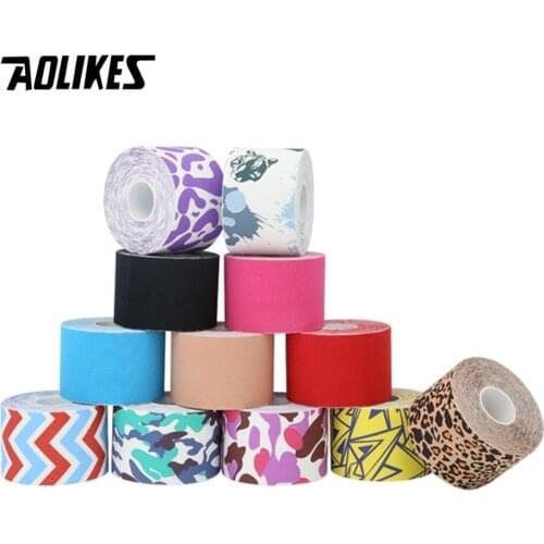 AOLIKES Elastic Printing Colourful Muscle Tape 5cm 5m Cotton Physical Therapy Athletic Soccer Joint Pain Relief Kinesiology Tape