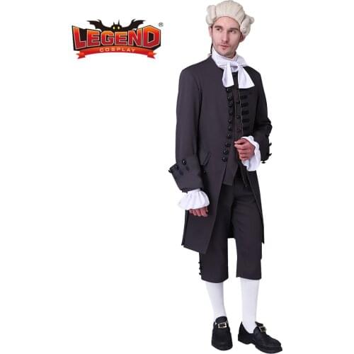 18th Century colonial outfit Cosplay Mens grey officer uniform outfit Rococo Medieval 18th Century cosplay costume outfit suit