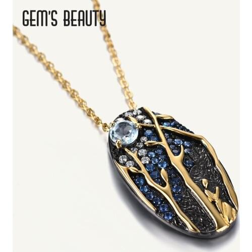 Gems Beauty Pendant Necklace For Women Jewelry Accessories Sky Blue Topaz Fashion Creative Birthday Gift Designer Fine Jewelry