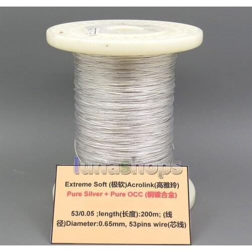 LN005276 Extreme Soft Acrolink Pure Silver + OCC Alloy Signal AFT Earphone Headphone Cable 53*0.05 Dia:0.65mm