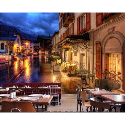 Beibehang Small town European street landscape wall painting background wall wallpaper hudas beauty wallpapers for living room