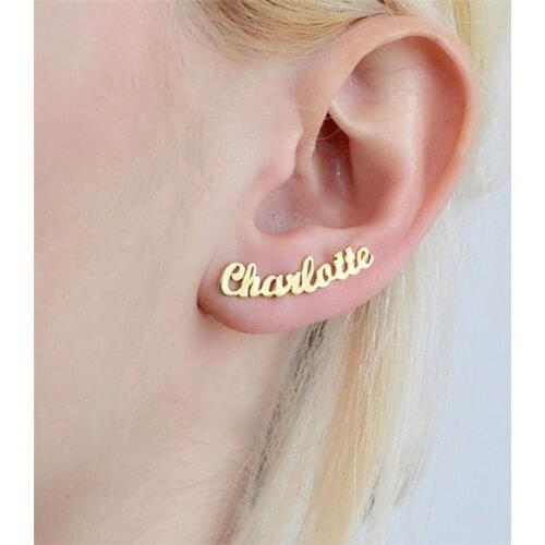 Minimalist Jewelry Personalized Name Stud Earrings For Women Customized Gift Custom Initial Letter Boucle D'oreille Femme