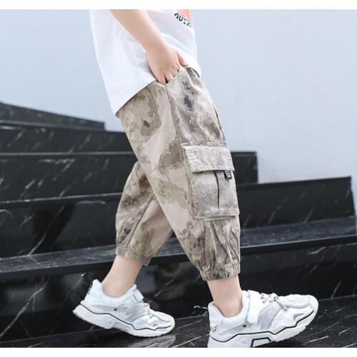 Hot style Childrens overalls 2020 new summer childrens camouflage cropped cropped pants kids boys casual pants 2-8years old