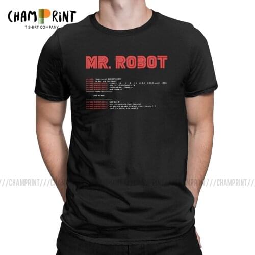 Mens Mr Robot T Shirt Arch Linux Programmer Computer Developer Geek Nerd Clothes Leisure Round Neck Tees Gift Idea T-Shirt