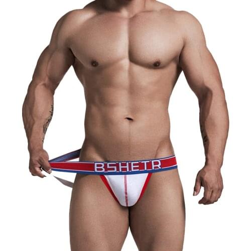 BSHETR Brand Hot Soft Jockstrap G-strings Sexy Gay Men Underwear Pennis Jock Bikini Male Shorts Thong Panties Slip Convex Thongs