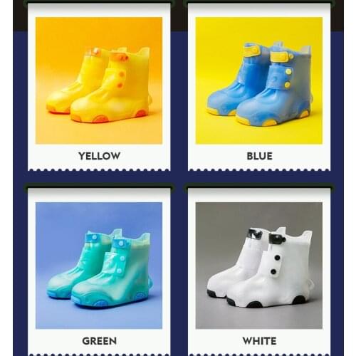Happy Waterproof Children Rain Boots Cover Boys and Girls Silicone Rainy Day Baby Shoe Cover Rainproof Non-Slip Thick(Any pair)