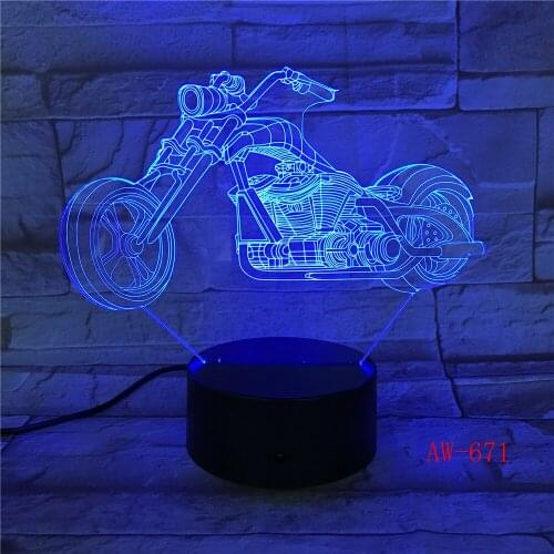New Motor Shape Table lamp Touch Nightlight 7 Colors Changing Motorcycles Sleeping Lamparas Light Acrylic USB 3D LED Lamp AW-671
