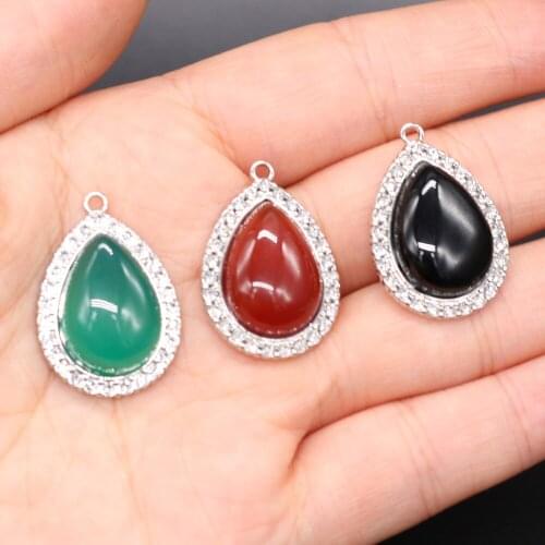 2pcs Natural Stone Agates Pendants Red Black Red Charms for Earring Necklace Bracelet Jewelry Making DIY Gift Size 19x27mm