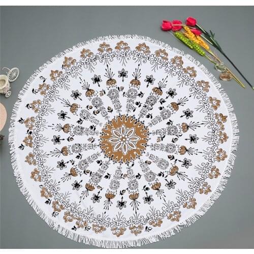Bohemian Style Microfiber Towel Beach Towel for Adult Yoga Mat Tassel Large Round Towel Cotton Tapestry Home Decor Blankets