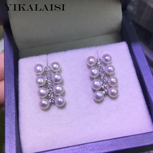 YIKALAISI 925 Sterling Silver Jewelry Pearl Earrings 2020 Fine Natural Pearl jewelry 4-5mm stud Earrings For Women wholesale